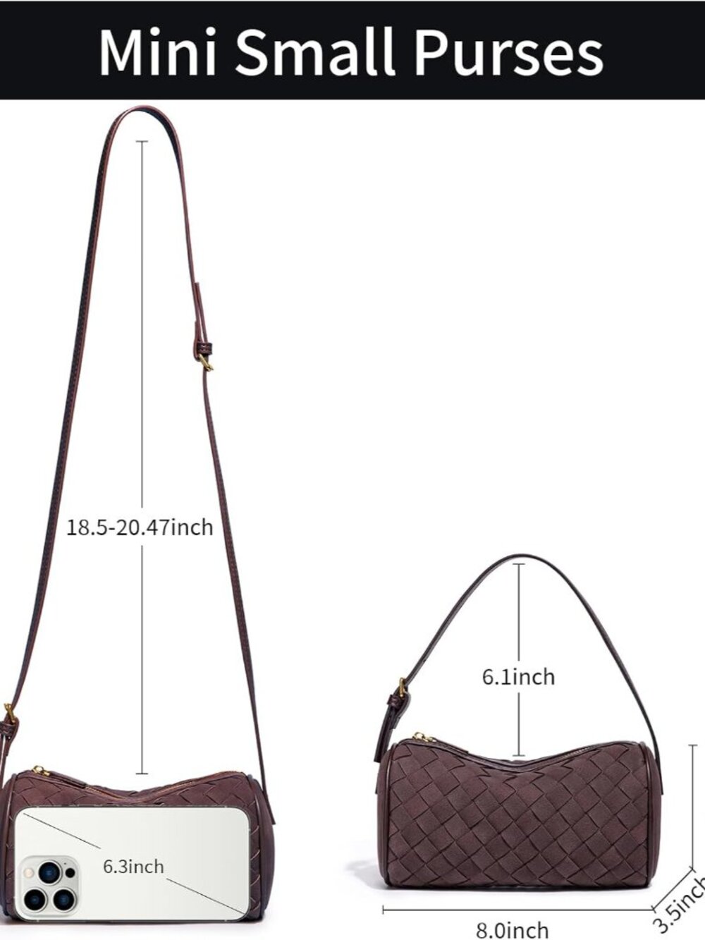 Mini Small Crossbody purses for women, Hobo Bags for Women, Suede Woven Shoulder - Picture 4 of 6